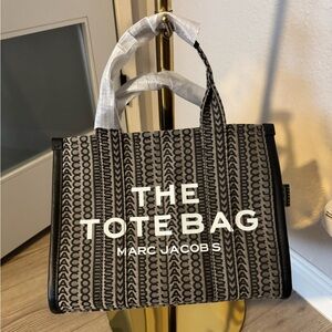 Marc Jacobs Black & Cream Logo Canvas Tote